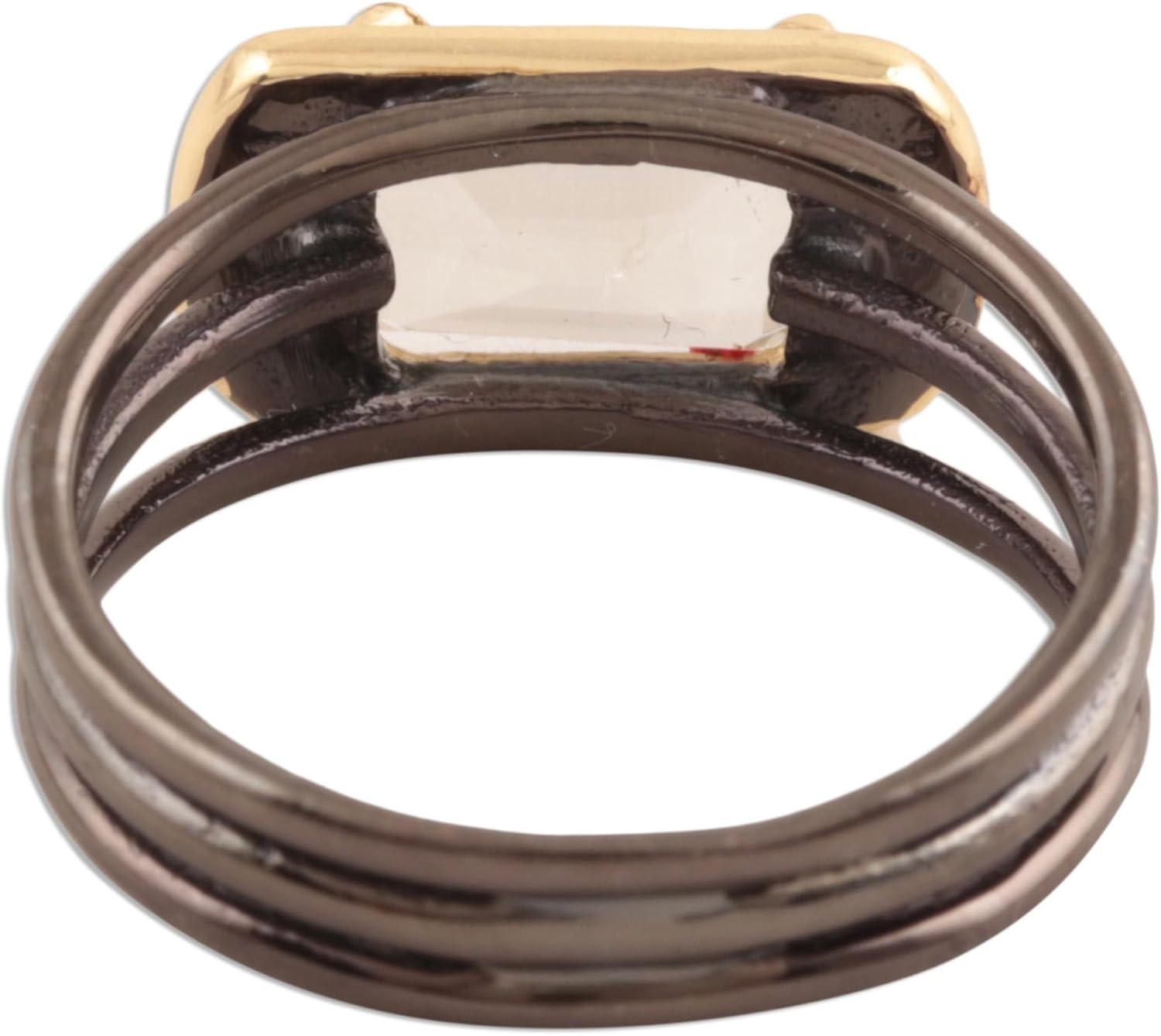 NOVICA Artisan Handmade 18k Gold Accented Prasiolite Singlestone Ring from India .925 Sterling Silver Cocktail Gemstone Modern 'Modern Prism'