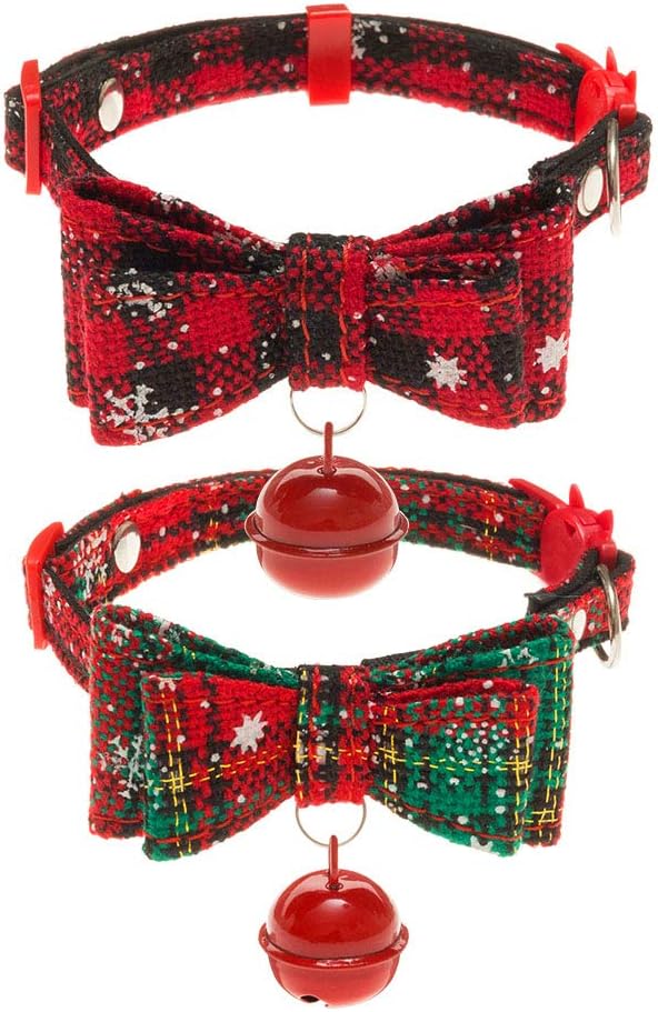 SCENEREAL Cat Collars Breakaway with Bell - 2 Pack Bowtie Outdoor Safety Collar for Cats Kittens