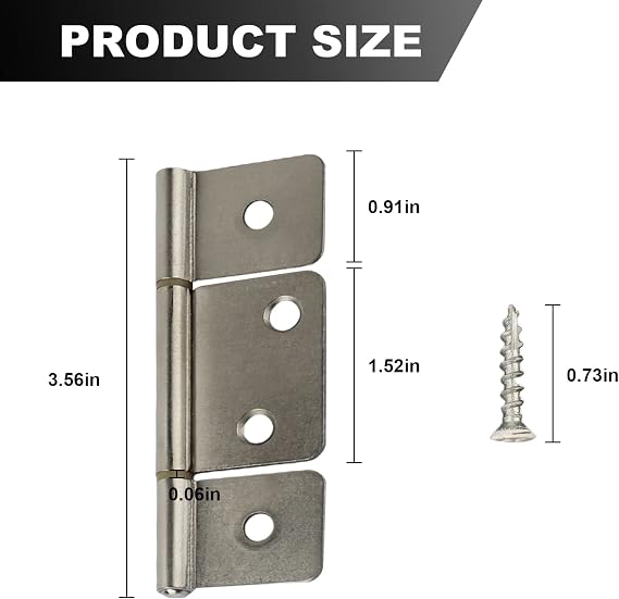 Three Leaf Non-Mortised Hinge for Mobile Home & RV Interior 8 Packa Satin Nickel Door Hinges with Screws