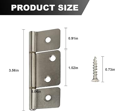 Three Leaf Non-Mortised Hinge for Mobile Home & RV Interior 8 Packa Satin Nickel Door Hinges with Screws
