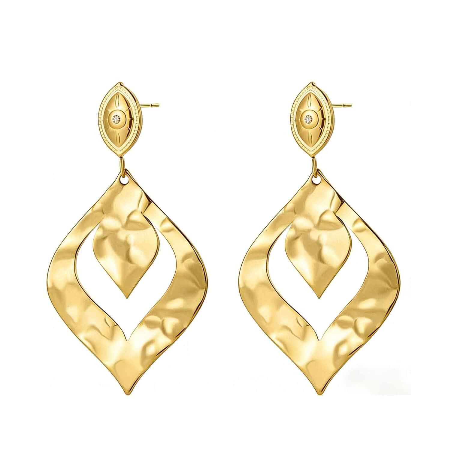 Gold Dangle Earrings For Women Lightweight Hammered Textured Teardrop Drop Earrings Statement Jewelry Gifts