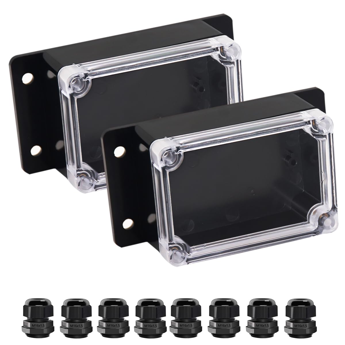 Raculety Junction Box IP65 Waterproof ABS Plastic Electrical Project Case Power Junction Boxes, Clear Cover Project Box with Fixed Ear 3.94x2.68x1.97 inch(100x 68 x50 mm)