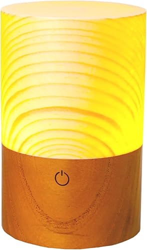 Lámpara LED de madera portátil controlada por sensor táctil con brillo ajustable de 3 niveles de luz cálida para mesita de noche, cena iluminada por