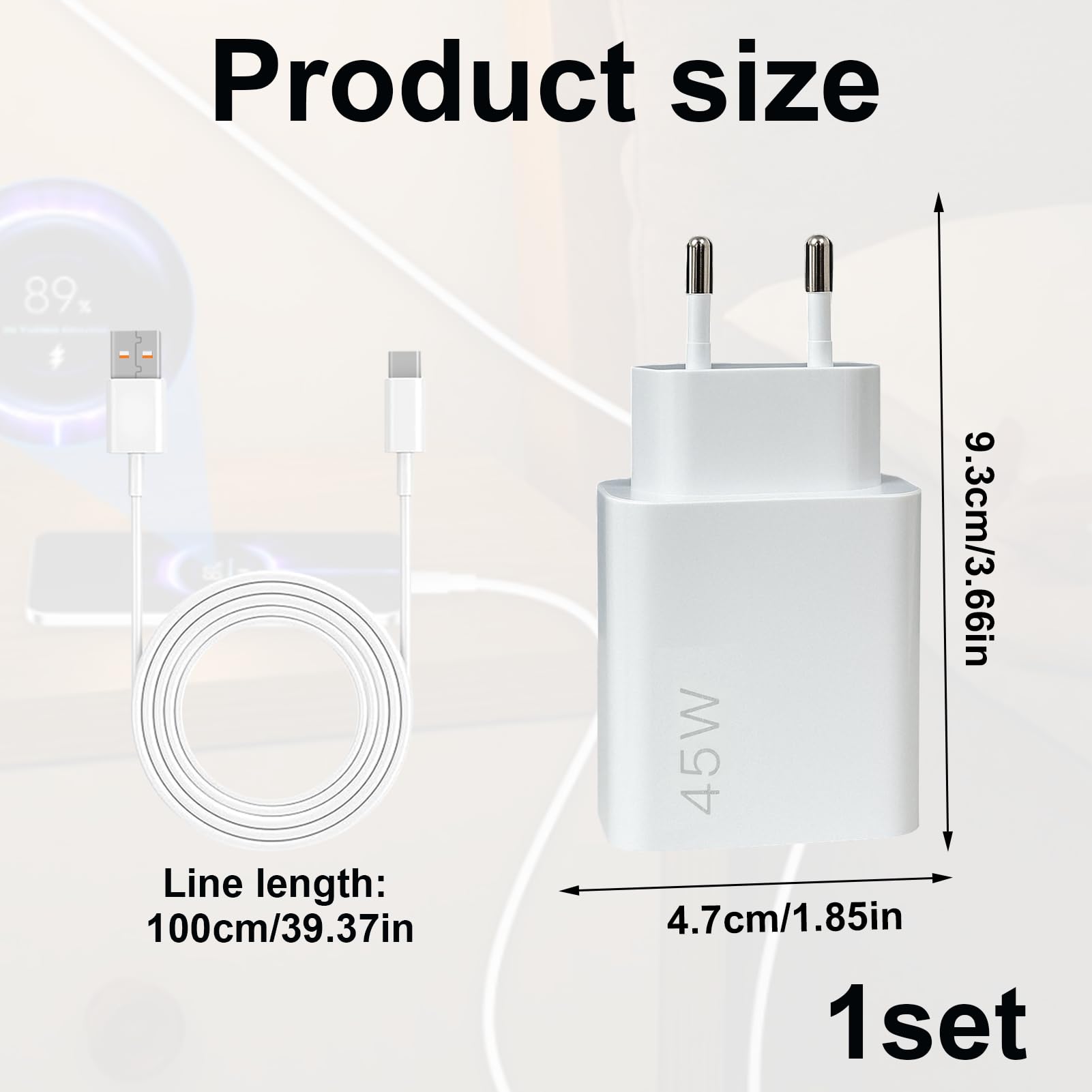 Chargeur Rapide 45W Pour Xiaomi Avec Câble USB-C 1m - Compatible Redmi Note 14, Pad 6, POCO X7 Et Autres Modèles - 9