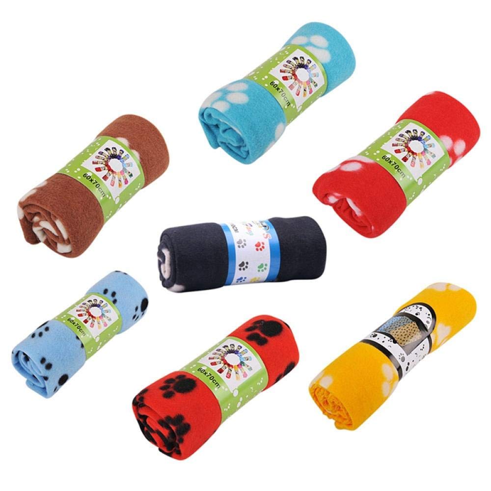 Coperta per Gatti Pet Morbida Coperta Calda Cane Gatto Carino Floreale Zampa Letti Cucciolo Doppia Faccia Mat per Divano Auto Sedile Posteriore 5Pz Blu