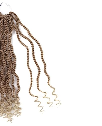 Miniatura 4 de Cabello rubio de ganchillo para mujeres negras, cabello ondulado senegalés de 12 pulgadas, rizos de ganchillo corto preenlazados, 8 paquetes de