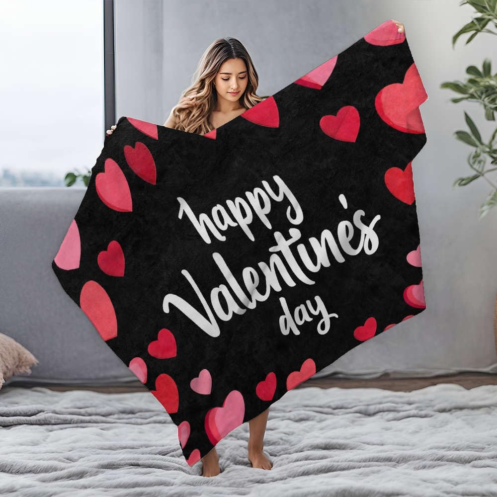 Koc dla mamy Happy Valentine'S Day! Koc flanelowy Koc Dziecięcy Torba (150x200cm)