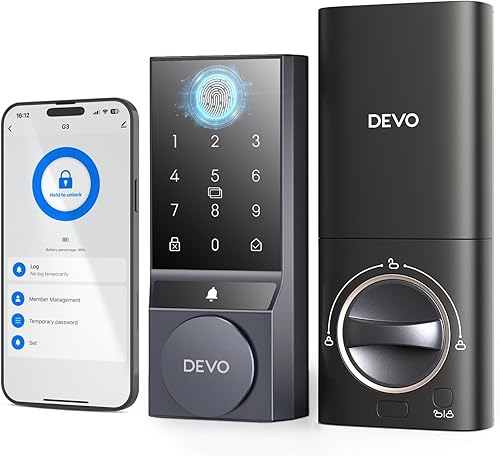 Devo G3 - Cerradura inteligente de puerta de entrada sin llave, control de aplicación, cerraduras inteligentes para puerta delantera, cerradura