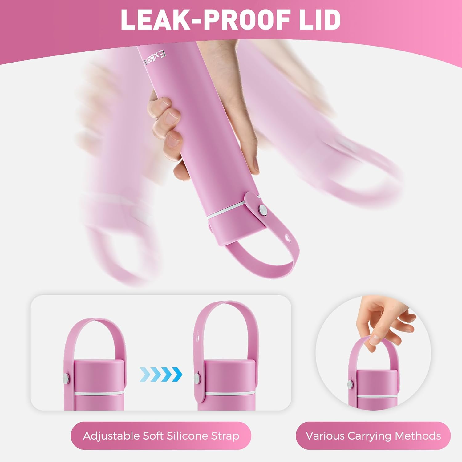 【Upgraded】Exllena Small Insulated Water Bottle 10oz with Adjustable Silicone Handle– Leakproof - Small Flask for Hot & Cold Drinks, Ideal for Purse, Lunchbox...(Lavender Hush) - Image 4