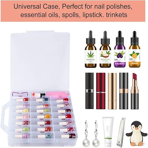 Miniatura 5 de SUBAY 2 organizadores de esmalte de uñas portátiles, soporte transparente de doble cara para esmalte de uñas, almacenamiento de uñas de gel para 48