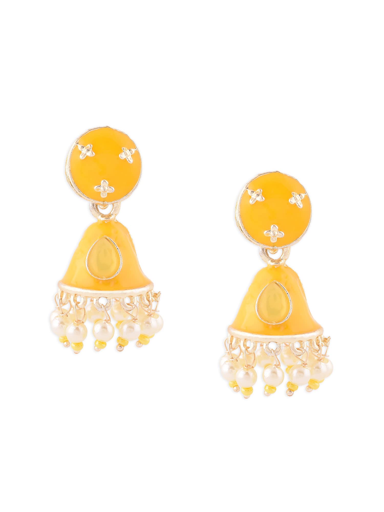 Zaveri Pearls Yellow Meenakari Ethnic Jhumki Earring For Women-ZPFK14374 (B0B6P3VDPD) Amazon Price History, Amazon Price Tracker