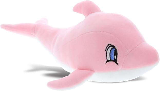 DolliBu Pink Dolphin Baby Soft Plush Toy, Newborn Babies First Stuffed Animal Cuddle & Snuggle Toys, Toddlers Huggable Best Buddy, Fluffy Teddy Bear Dolphin - 11.75 Inch