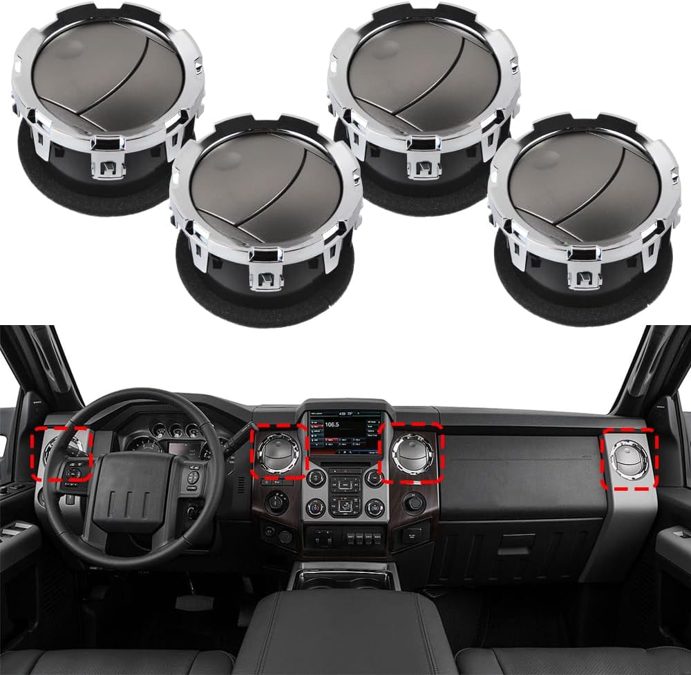 4 PCS Dashboard Air Conditioning AC Heater Vent Interior Set silver Compatible with Ford F250 F350 F450 F550 2011-2016 Replaces DC3Z-19893-BA DC3Z19893BA