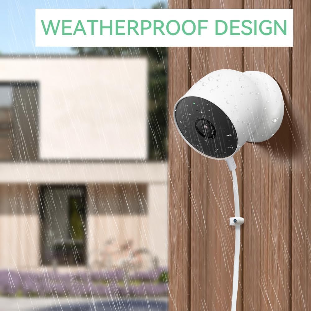 JJMASEE 26FT 2 Pack Power Adapter and Cable for Google Nest Cam (Battery) Outdoor or Indoor 2nd Gen, Weatherproof Charging Power Cord and Charger for Nest Camera (Battery)