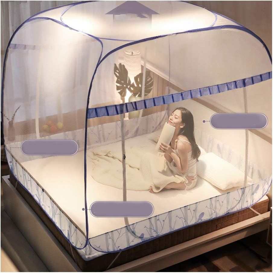 Mosquito Nets, Mongolian Dome Net Free Installation and Folding Nets, Prevent Insect Pop Up Tent Curtains for Beds Bedroom (Color : 1, Size : 1.2 * 2m)