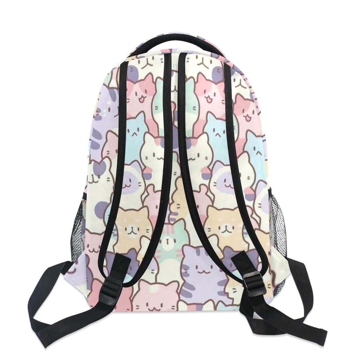 Sac à dos spacieux, motif chat coloré, idéal pour la randonnée, les voyages, le camping