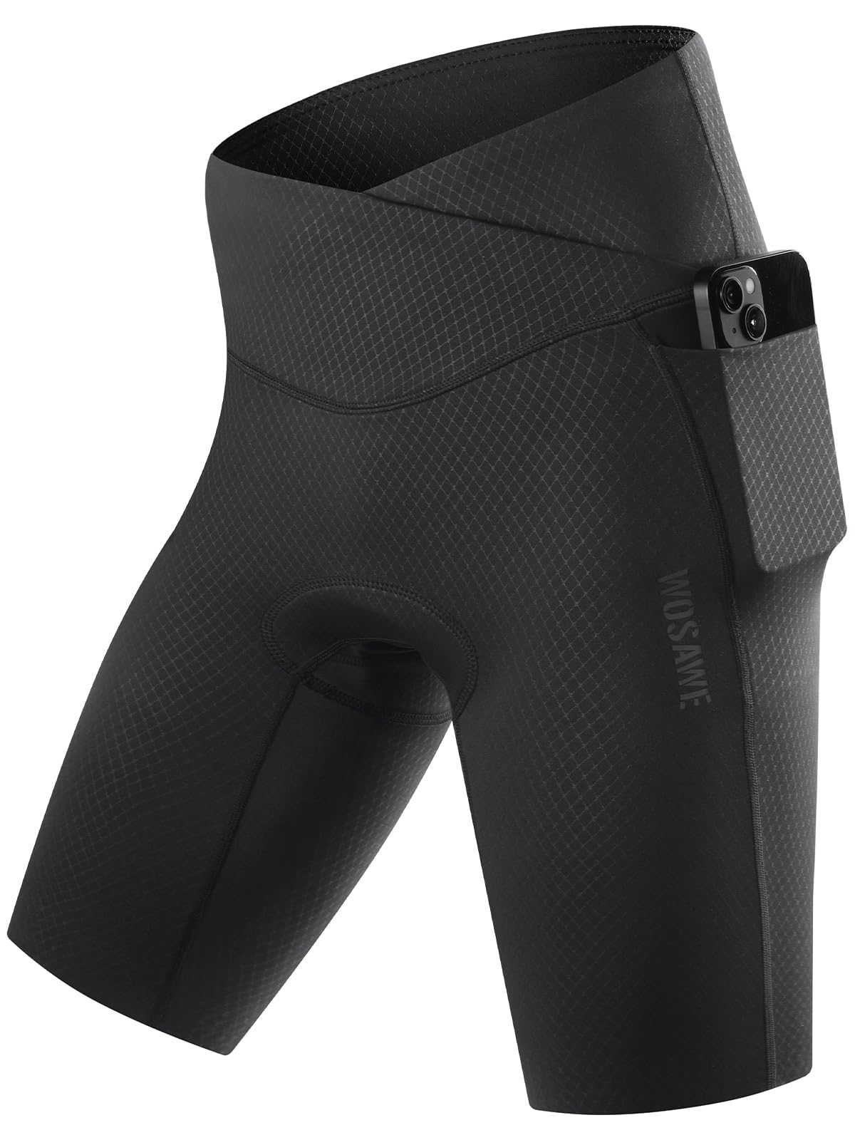 WOSAWE Women's High-Waisted Cycling Shorts 4D Padded Bike Underwear with Side Pockets for Summer Rides, Black M