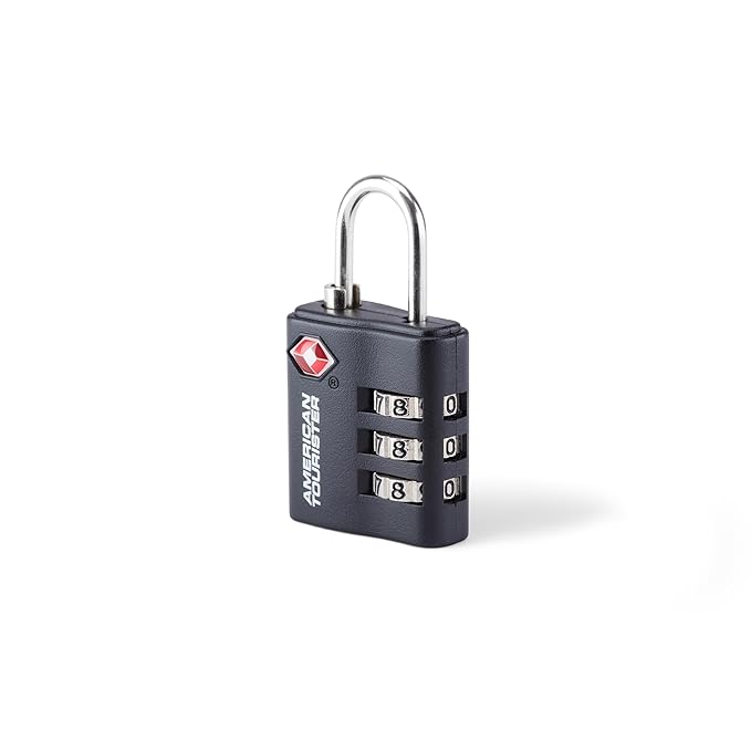 American Tourister TSA 3-Dial Combination Lock – Secure Your belongings with Confidence on The go, Featuring a TSA-Approved, Durable, and Stylish Design in Sleek Black