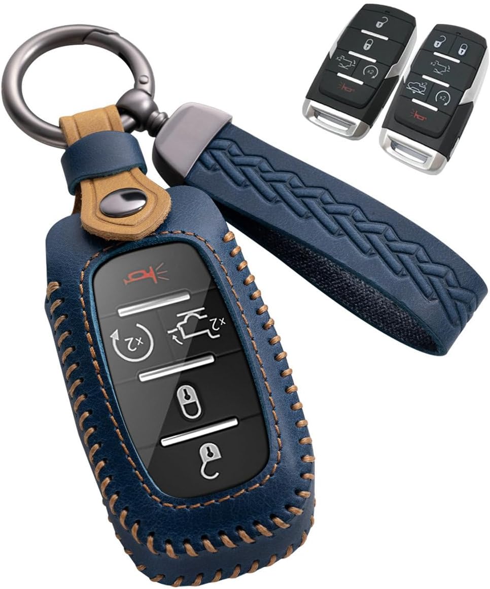 YINEOR for Dodge Ram Key Fob Cover Leather Car Key Case