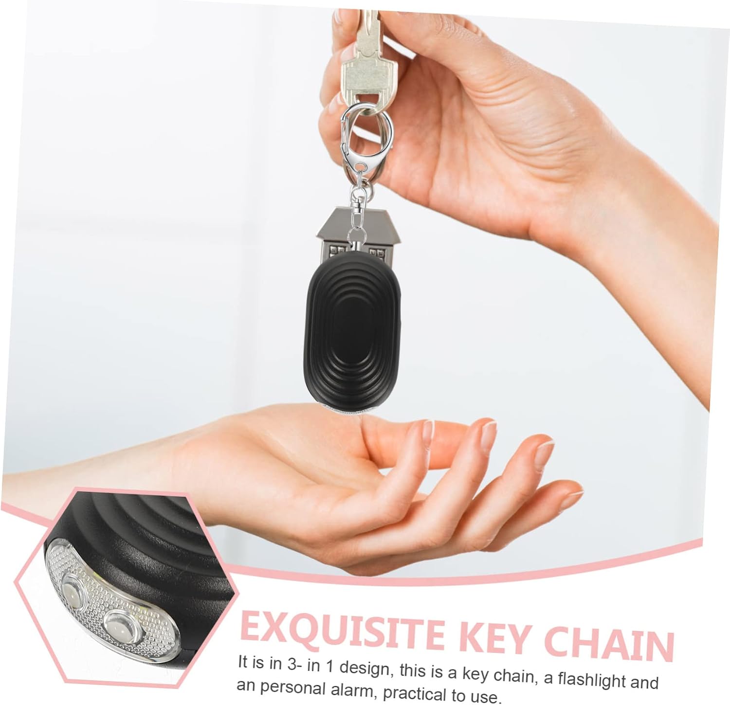 Personal Alarm with Keychain, 3-in-1 ABS LED Light for Men