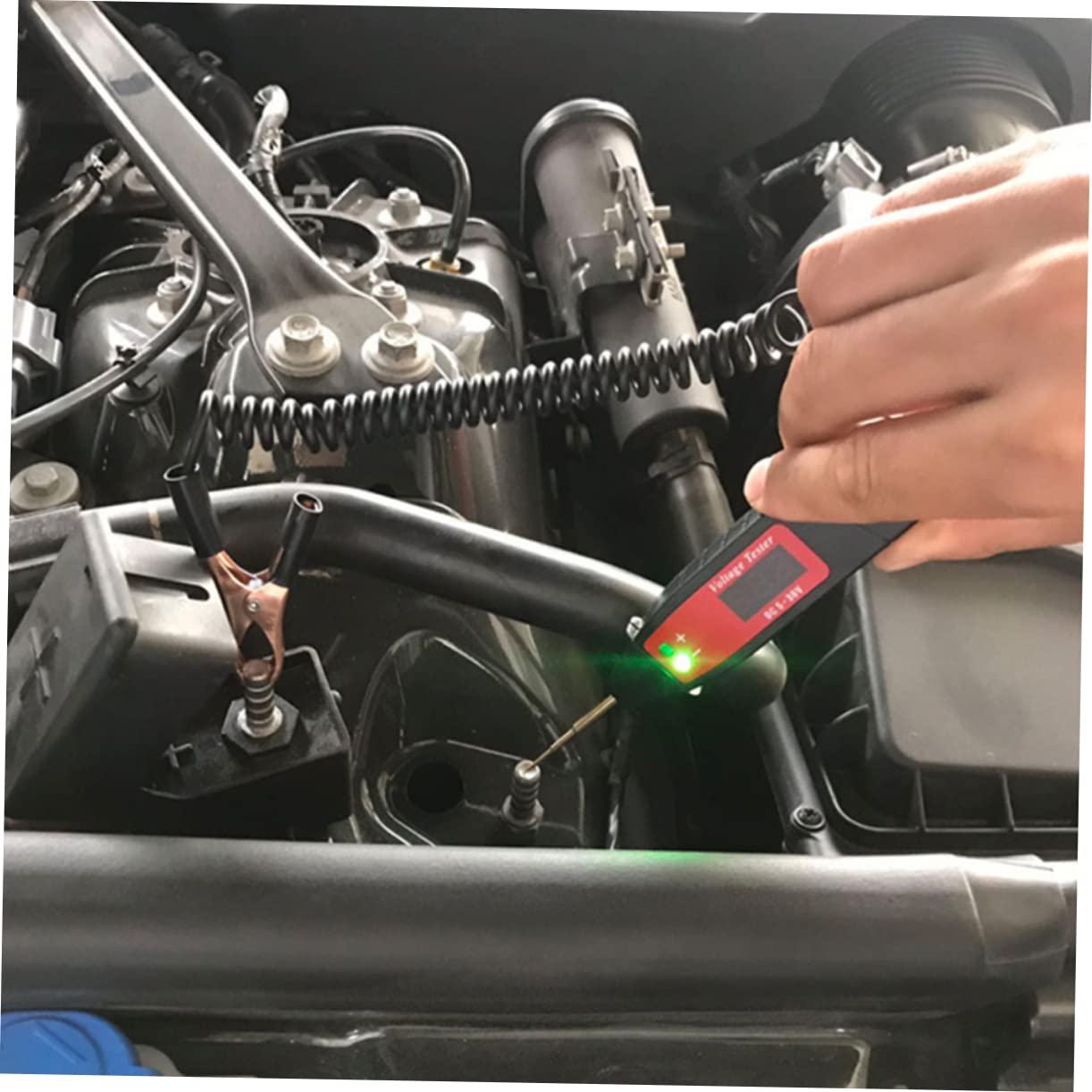 Angoily 5stücke Lcd Spannungsprüfer Tragbarer Elektrischer Tester Für Kfz Und Elektrowartung Mit Erweiterbarem Kabel Und Präziser Messung