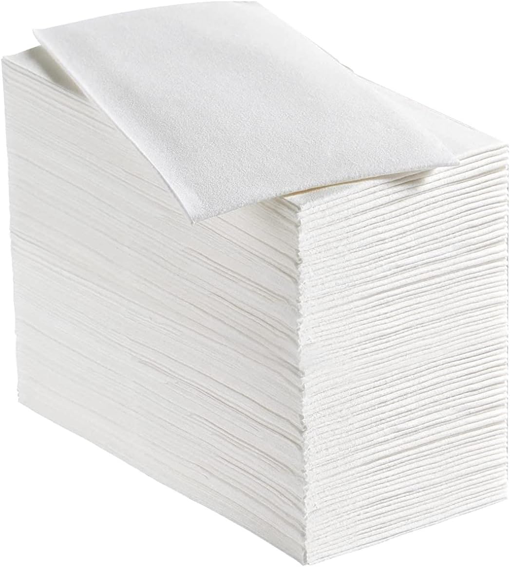 Pack of 100 Luxury White Paper Airlaid Disposable Paper Hand Towels