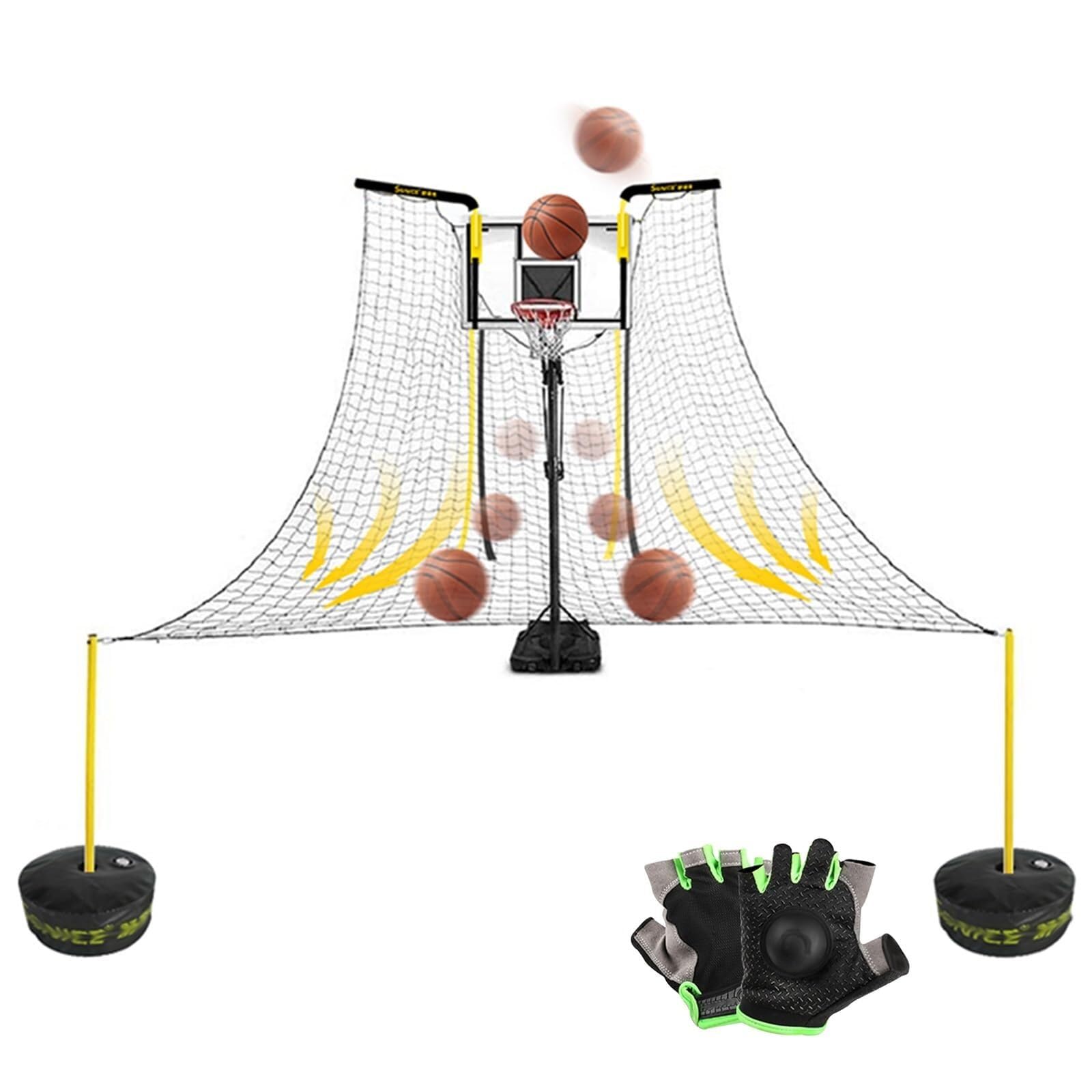 Accesorio de retorno de baloncesto giratorio con reboteador automático de tiro para aro y red