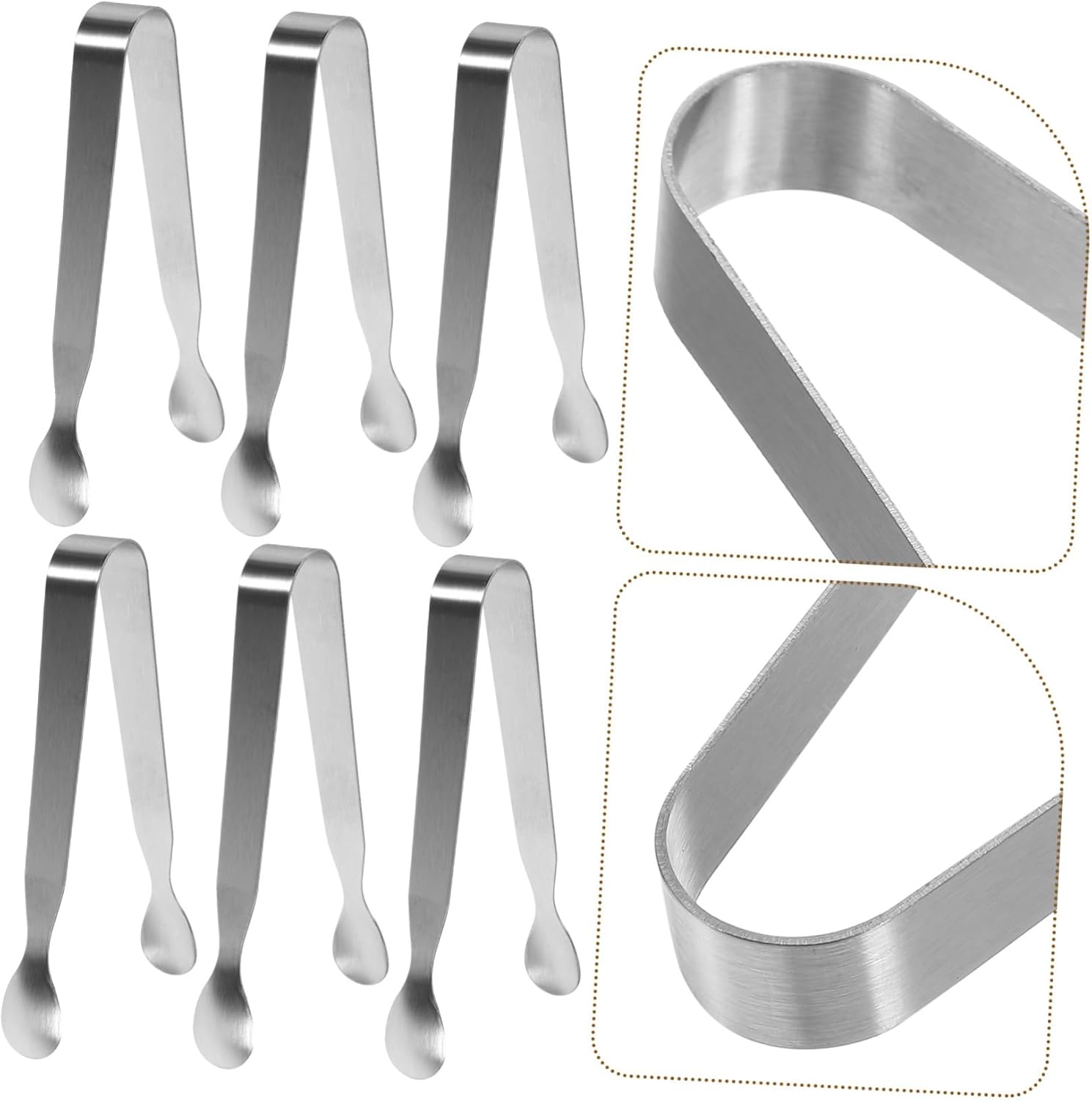 6pcs Stainless Steel Mini Serving Tongs Ice Tongs for Parties Tea and Desserts for Kitchen Use