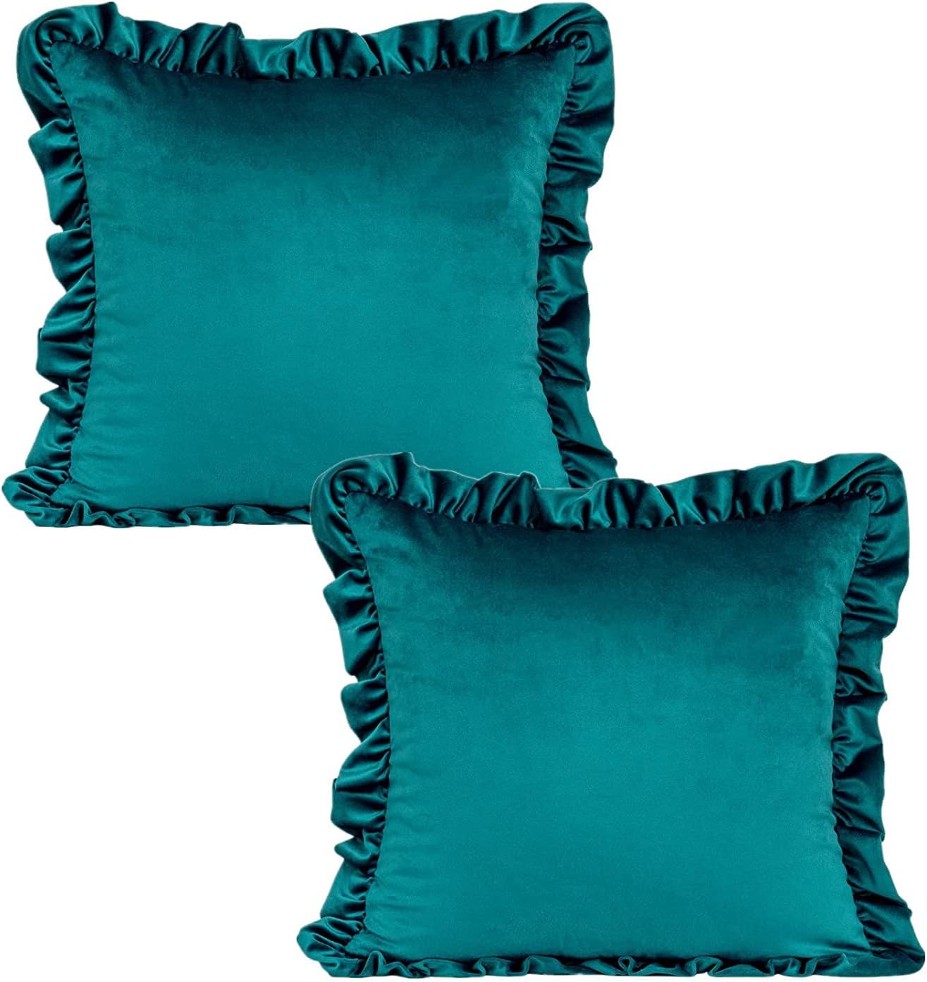 800 TC Soft Luxurious 2-Piece Ruffle Pillow Shams with Decorative Flange 100% Egyptian Cotton Toddler ( 14x20 ) Size, Soft Breathable Lavender Solid