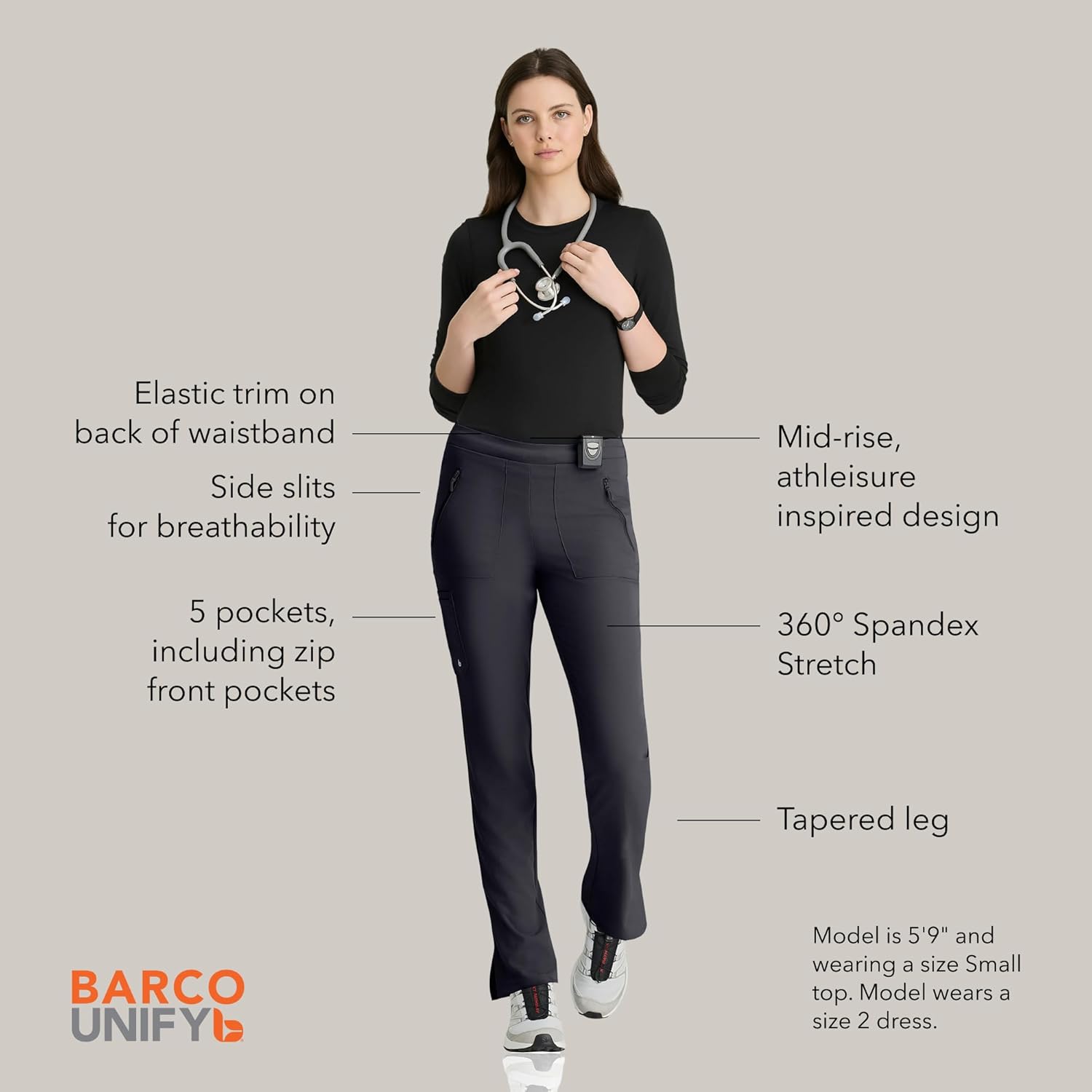 BARCO Unify Purpose Scrub Pant for Women – Steel, 5-Pocket High-Rise Cargo Pants with 360 Spandex Stretch & Moisture Wicking Fabric – 4XL, Regular Fit - Image 4