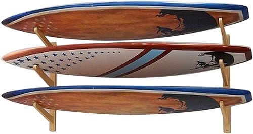 Stranthother Soporte de pared para tabla de surf, 3 tablas de surf, soporte de madera maciza para tablas de surf, soportes de tabla de surf para disponible en Yaxa Peru