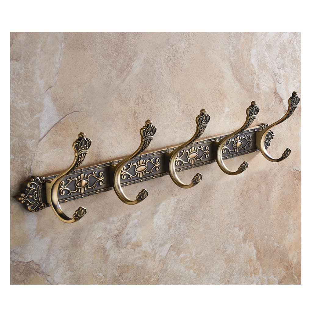 Jybnbbe Gold6 Metal Coat Rack Wall Mount - 5 Hook Aluminum Towel & Coat Hoo - Antique Sle Hanging Rack For Bathroom, Entryway, Bedroom, D H,