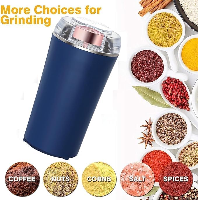Image of Spice Grinder Portable -Electric Grain Mill Grinder Stainless Steel Dry Grain Spices Cereals Seasonings Coffee Bean Grinder Machine