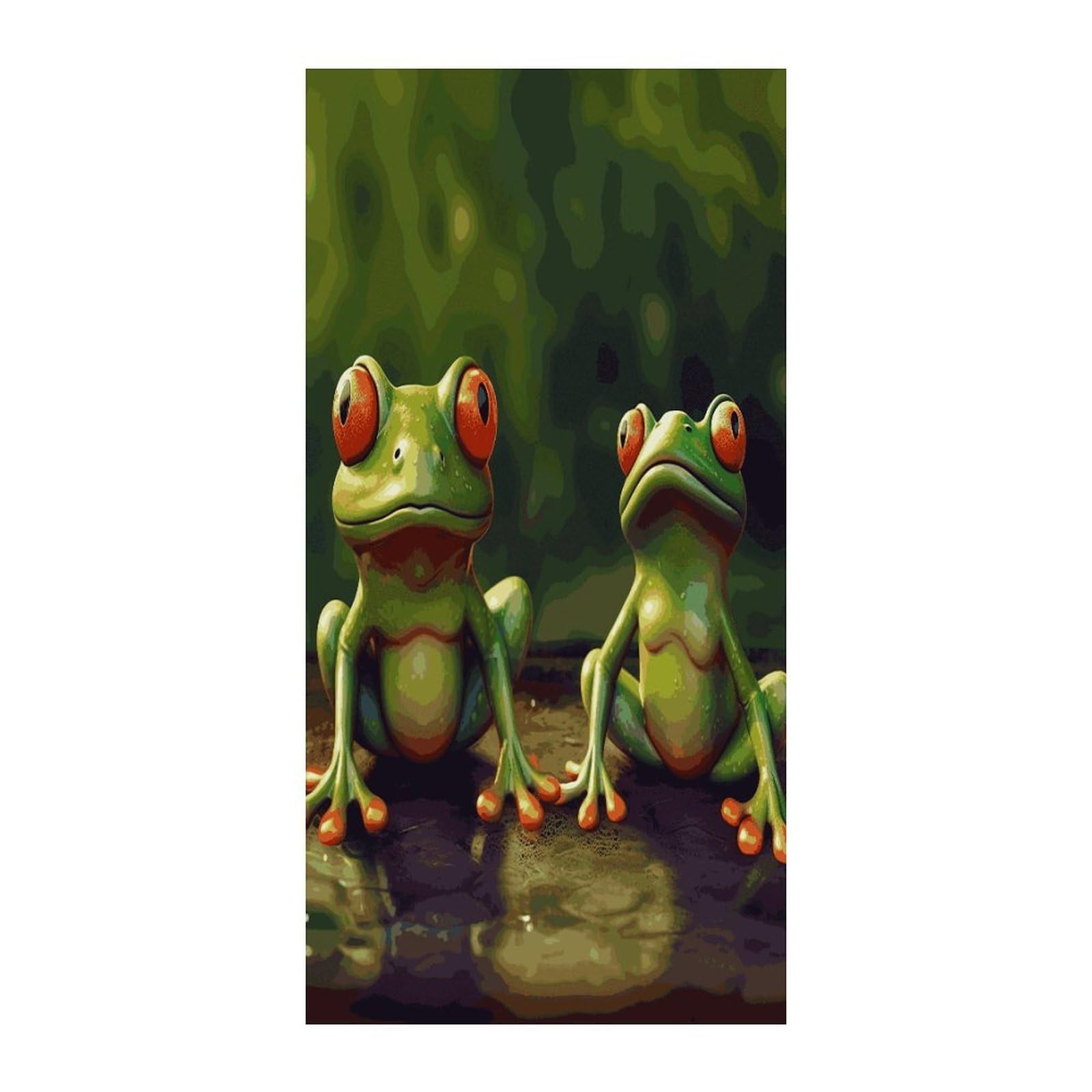 Fekiloot Style Funny Green Frogs Door Curtain Room Divider Curtains