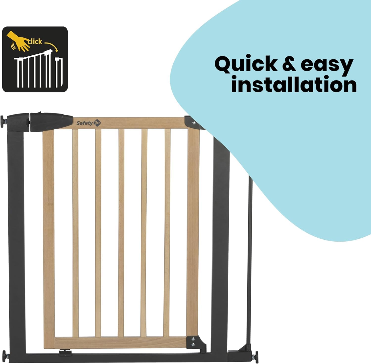 Safety 1st Simply Close Wood & Metal 7cm Baby Safety Gate Extension, No Drilling or Screws Required - Image 3