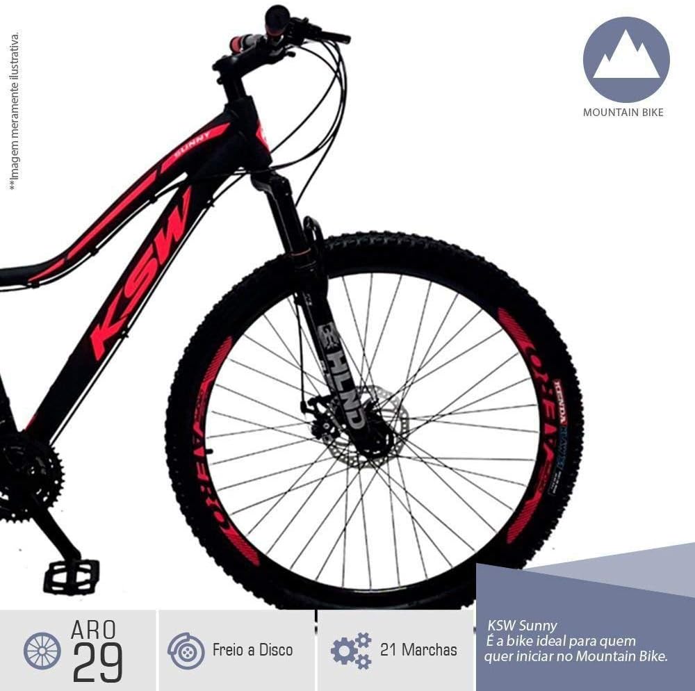 Bicicleta Feminina Sunny Aro 29 Freio a Disco Quadro 15 Suspensão 21v  Alumínio Preto Rosa - KSW | Amazon.com.br
