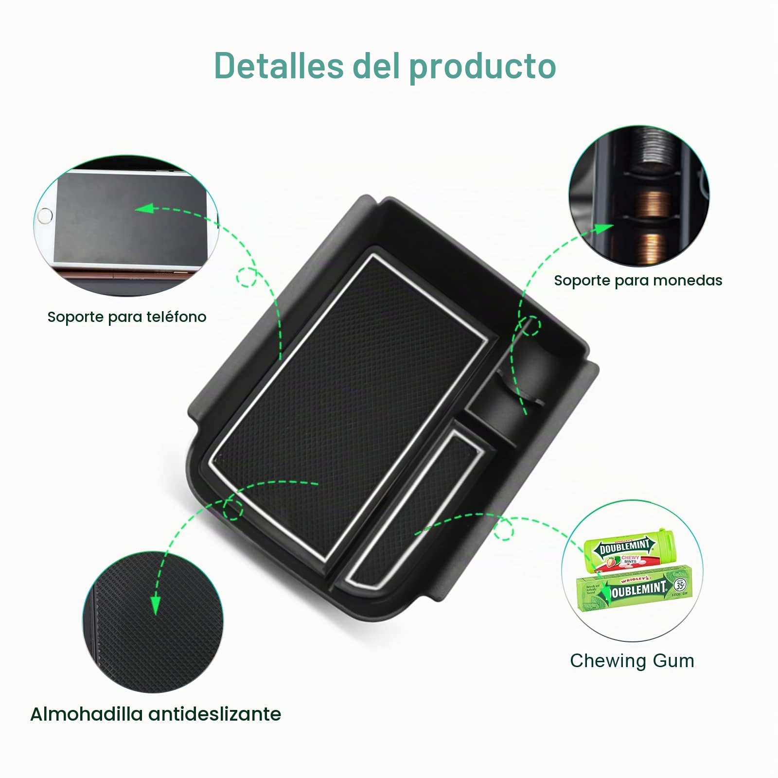 GAFAT Compatible con VW Golf 8 8.5 MK8 2020-2025 2026 Caja de Almacenamiento Consola Central, Golf 8.5 GTI GTE GTD Alltrack R Variant Organizador de Reposabrazos, Golf 8 Accesorios (Blanco)