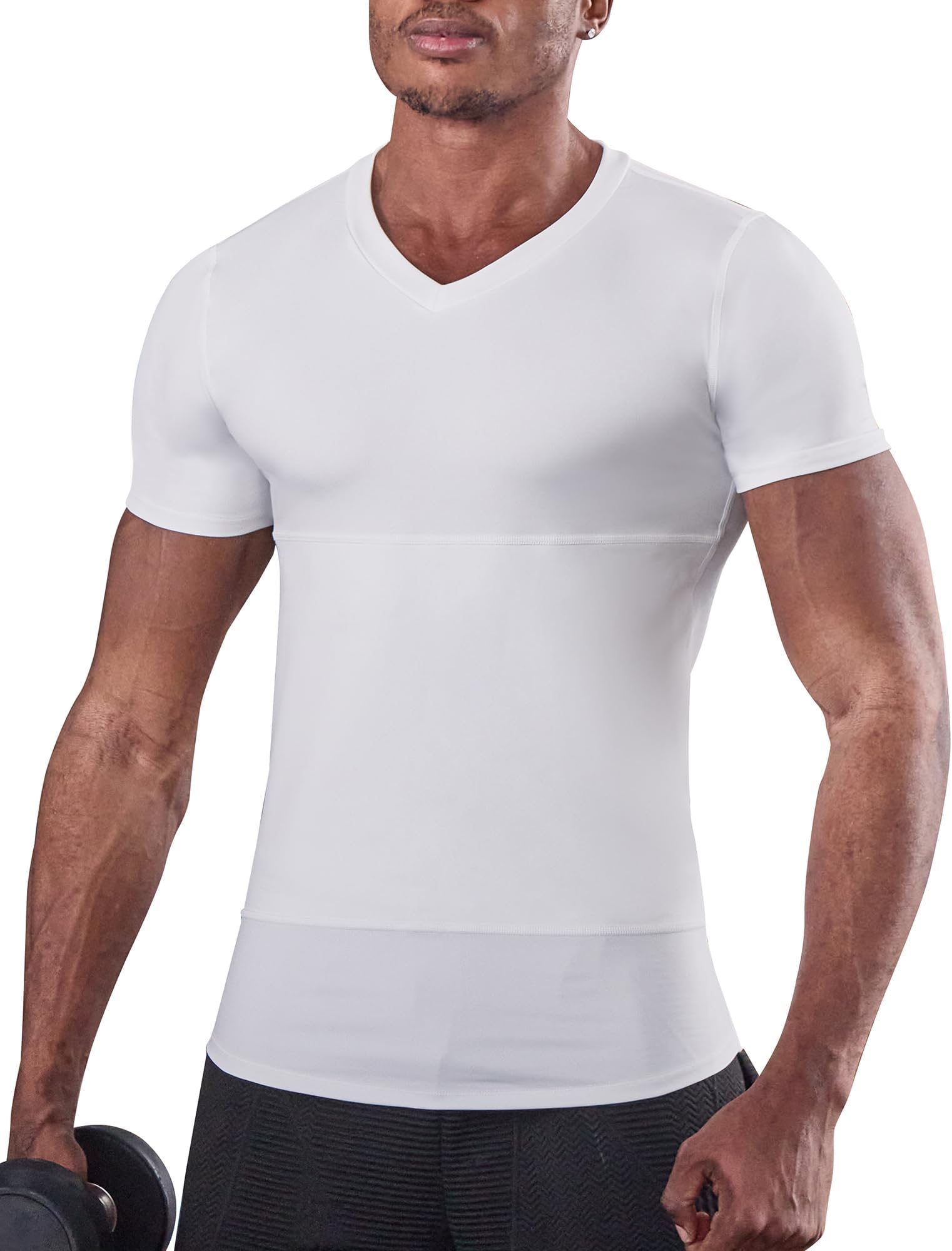 KOCLESGynecomastia Undershirt V-Neck Chest Compression Shirt for Men Slimming Undershirt Body Shaper Shapewear