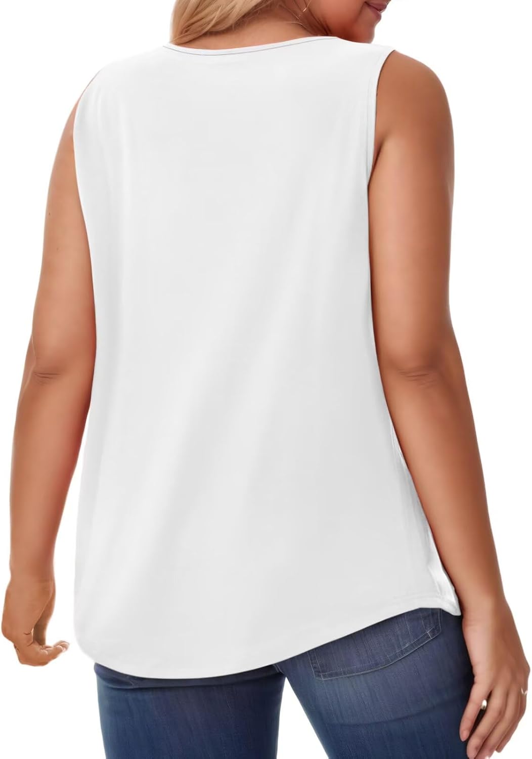 VISLILY Womens-Plus-Size-Tank-Tops 2025 Casual Loose Fit Sleeveless T Shirts Flowy Pleated Lace Tunics Cute Blouses XL-5XL - Image 3