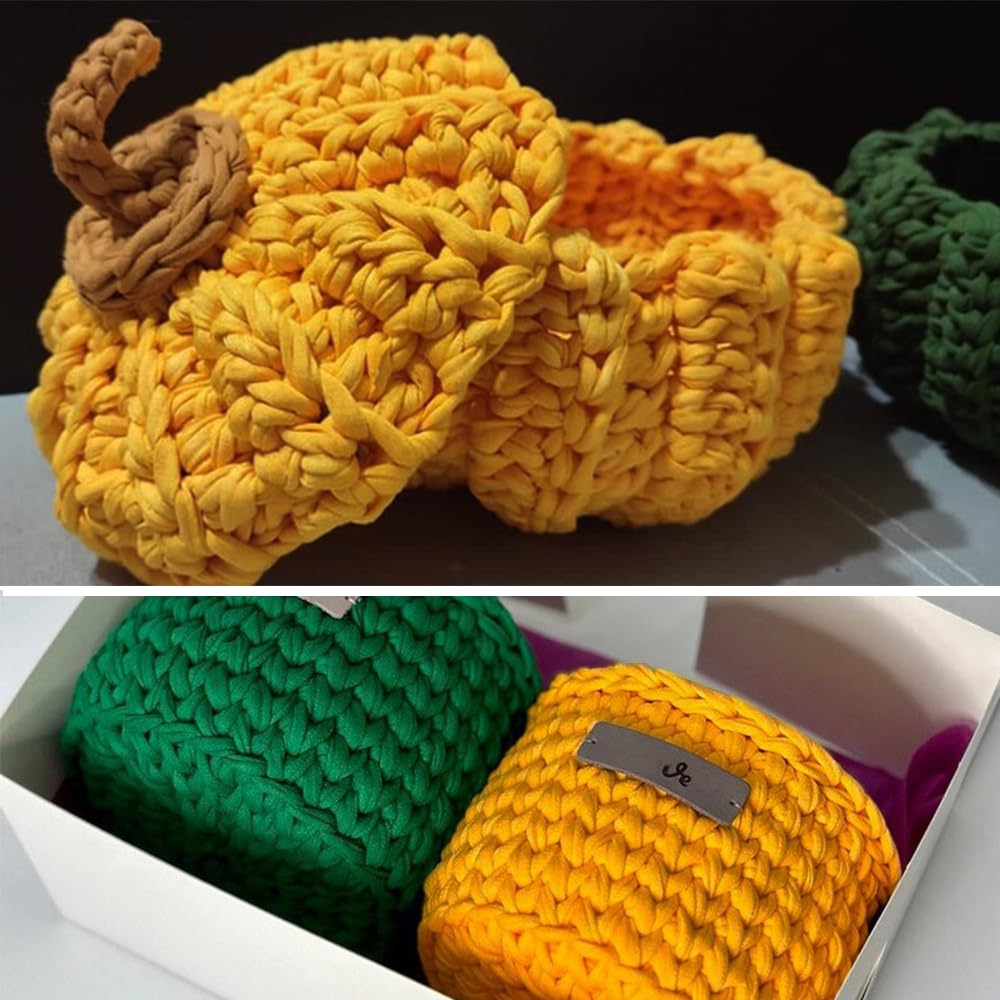 NOTIONSLAND 400g T-Shirt Yarn Knitting Yarn Fabric Crochet Yarn for Bag Basket, Blanket Home Decor - Bright Yellow Soild Color Yarns - Image 3