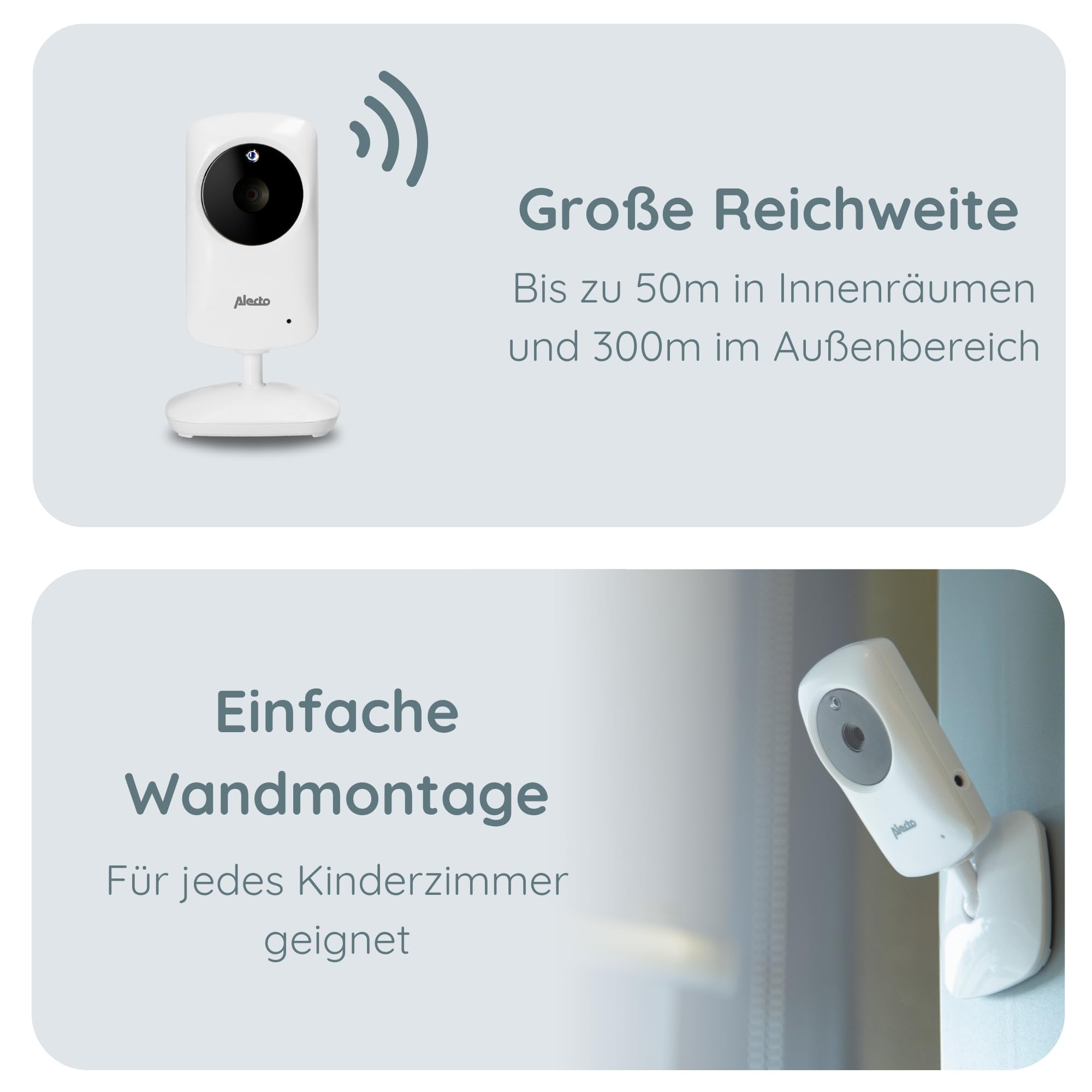 Alecto DVM-64 Funk Kamera Babyphone (100% störungsfrei & privat) mit schwenkbarer video Kamera, Nachtsicht, Gegensprechfunktion, hohe Reichweite, weiß | Nachtsicht - Gegensprechfunktion - hohe Reichweite - weiß