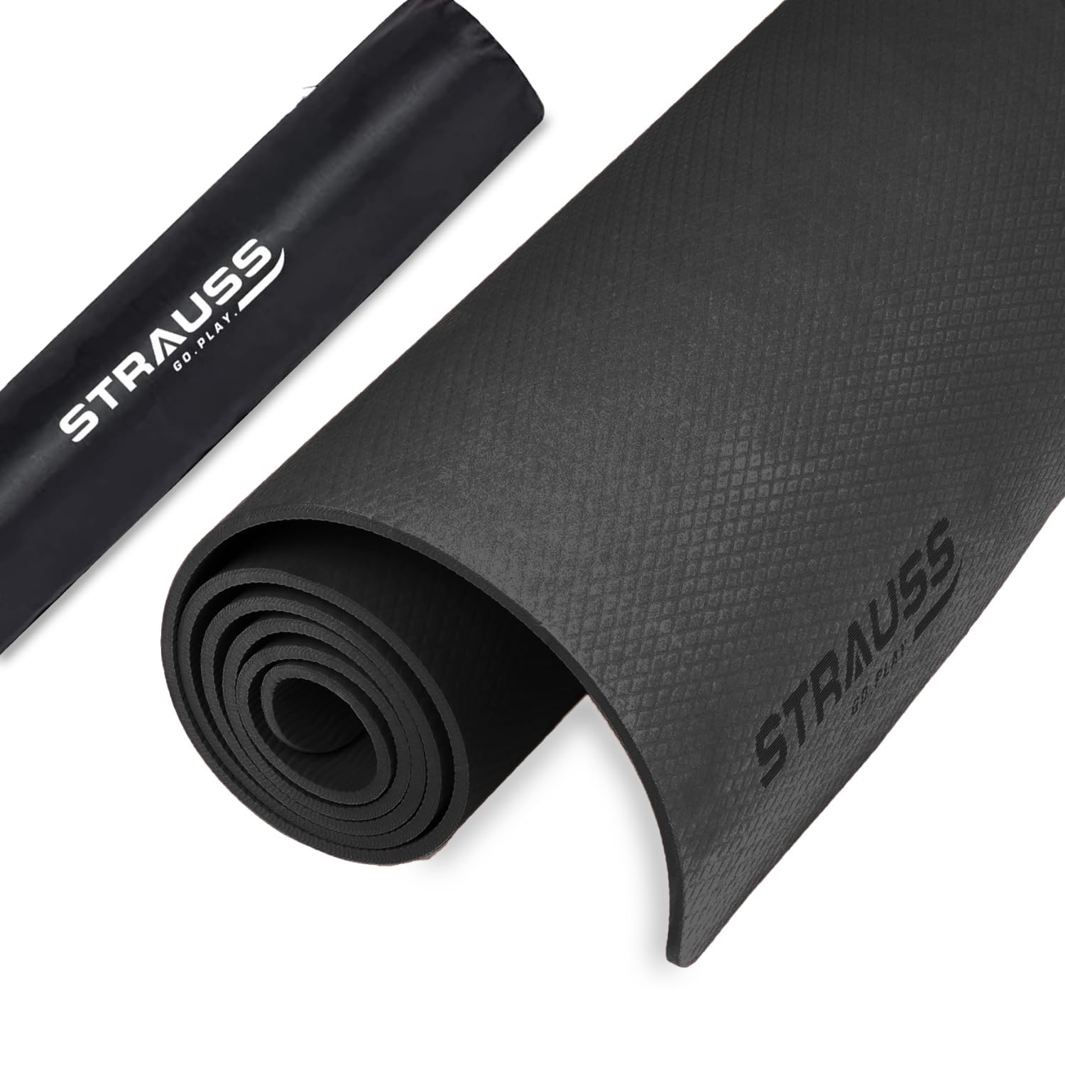 STRAUSS EVA Yoga Mat with Carry Bag | Non-Slip Exercise Mat for Home & Gym | Eco-Friendly, Lightweight & Durable Workout Mat | Ideal for Yoga, Pilates, Fitness | Ideal for Men & Women,6mm,(Black) (B09TGVC1BQ) Amazon Price History, Amazon Price Tracker
