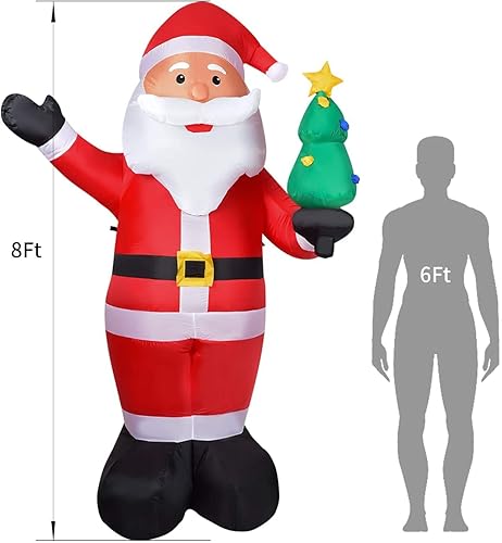 Miniatura 4 de DearHouse Papá Noel inflable de Navidad de 8 pies con luz LED, decoración de fiesta familiar, patio, césped, regalos inflables para interiores y