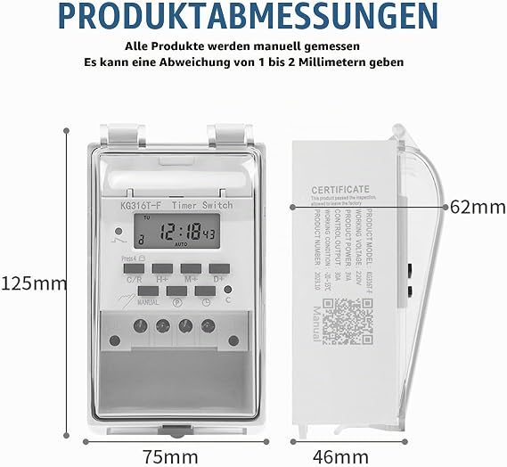 Programmable Time Relay Switch 220V 10A Digital Timer Intelligent Timer Digital LCD Timer with Waterproof Transparent Cover Electronic Timer
