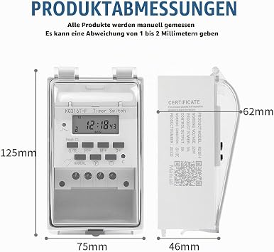 Programmable Time Relay Switch 220V 10A Digital Timer Intelligent Timer Digital LCD Timer with Waterproof Transparent Cover Electronic Timer
