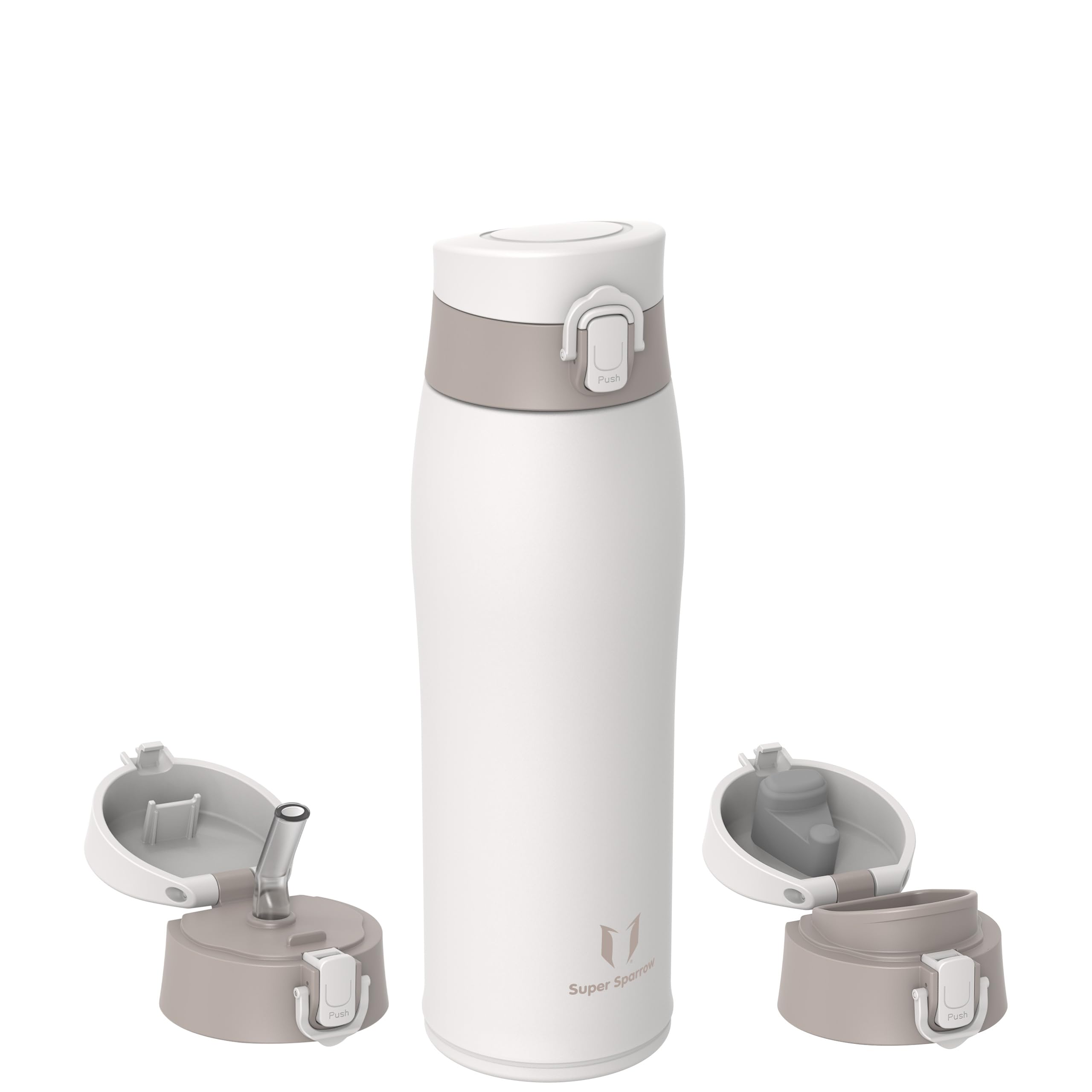 Super Sparrow Borraccia Termica, Acciaio Inox Bottiglia Termica - 350ml, 500ml, 750ml, 950ml - Senza BPA Termos, Borracce Termiche Bambini - Include 2 Coperchi con Cannuccia e Coperchio Sportivo