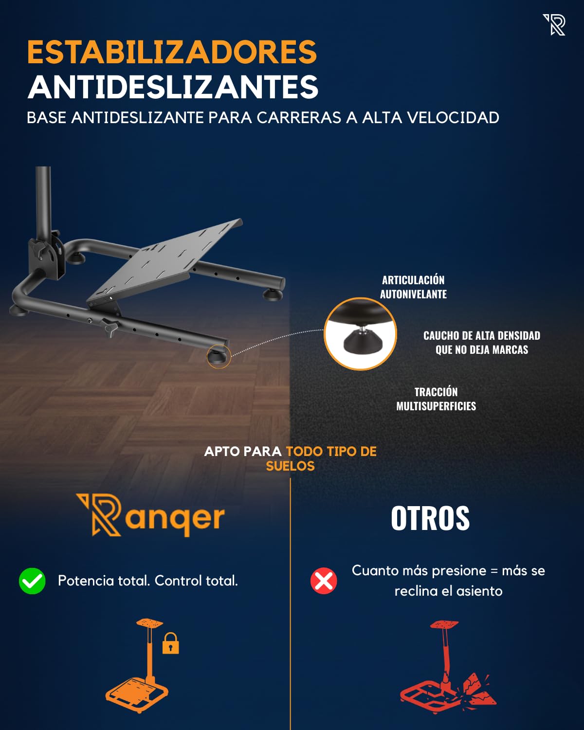 Soporte De Volante Gaming Ajustable De Acero Negro con Estabilidad Mejorada, Compatibilidad Amplia, Palanca De Cambios Extraíble Y Diseño Plegable Portátil