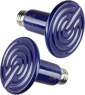 Simple Deluxe Ceramic Heat Emitter Heating Bulb No Light Reptile Heat Lamp, Brooder Coop Heater for Terrarium Amphibian Pet Snake Turtle, Incubating Chicken, 150W, 2 Pack, Royal Blue