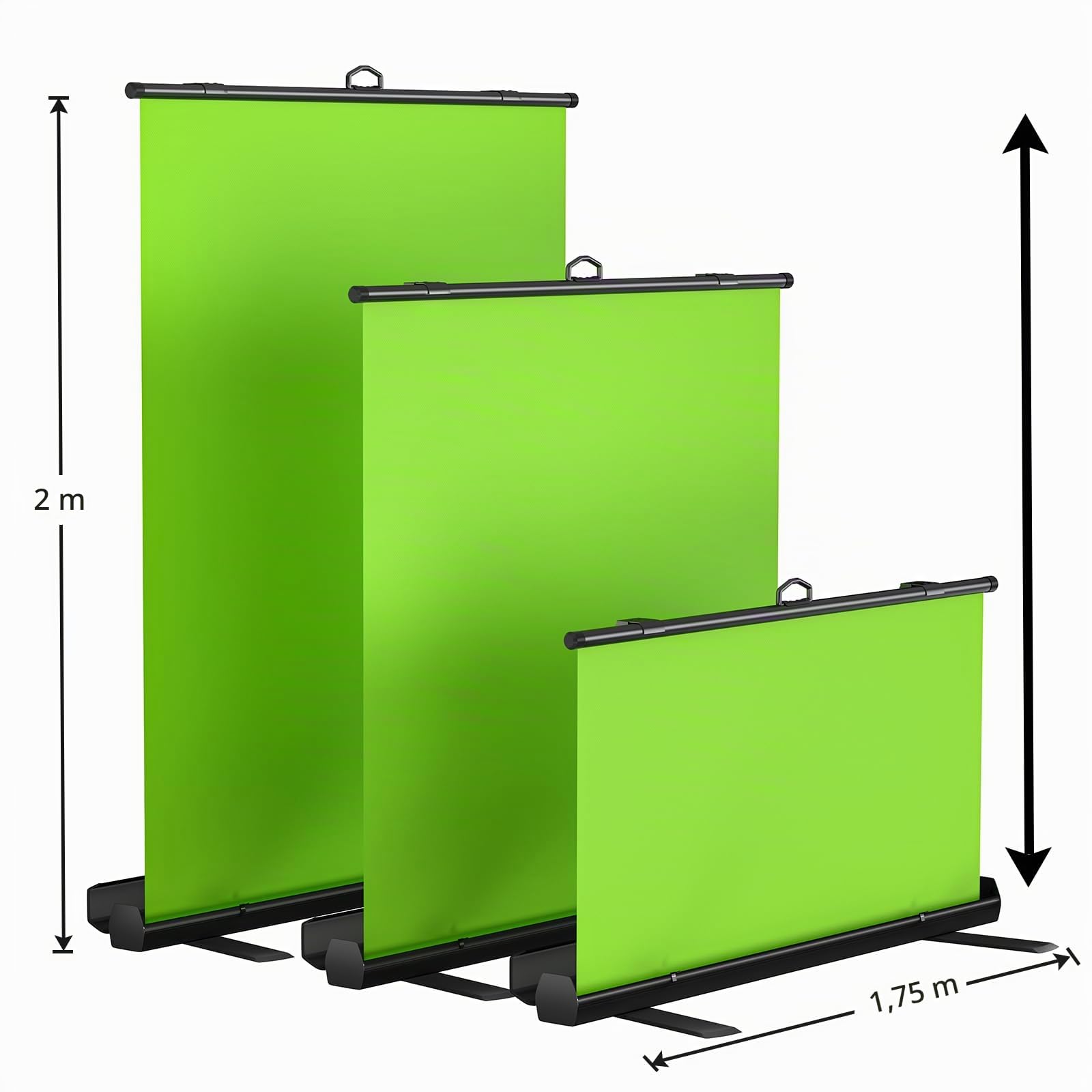 WASJOYE Toile de Fond Verte Portable, Green Screen Chromakey Professionnelle pour Photo, Vidéo, Jeux en Direct, Studio Virtuel, TikTok VTuber(150 * 200CM)