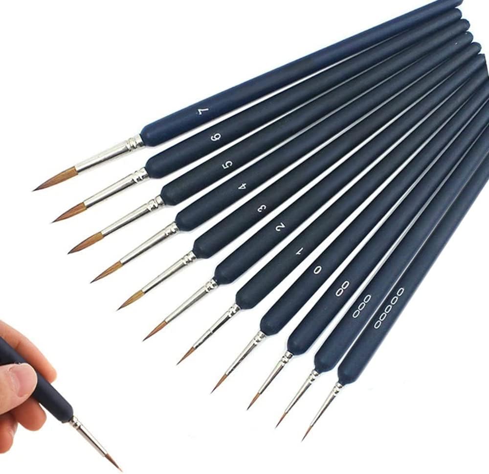 11PCS Miniature Paint Brushes, Detail Fine Tip Paint Brushes Set with Ergonomic Handle - Suitable for Acrylic Painting, Oil, Face, Nail, Scale Model Painting